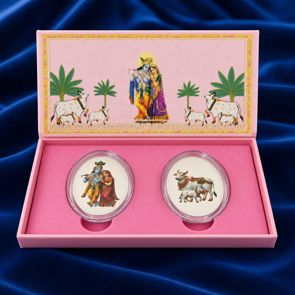 Box Packaged Coins Gifting Radha Kishan Ji