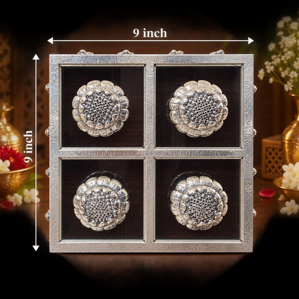 Four-Compartment Silver Dry Fruit Box