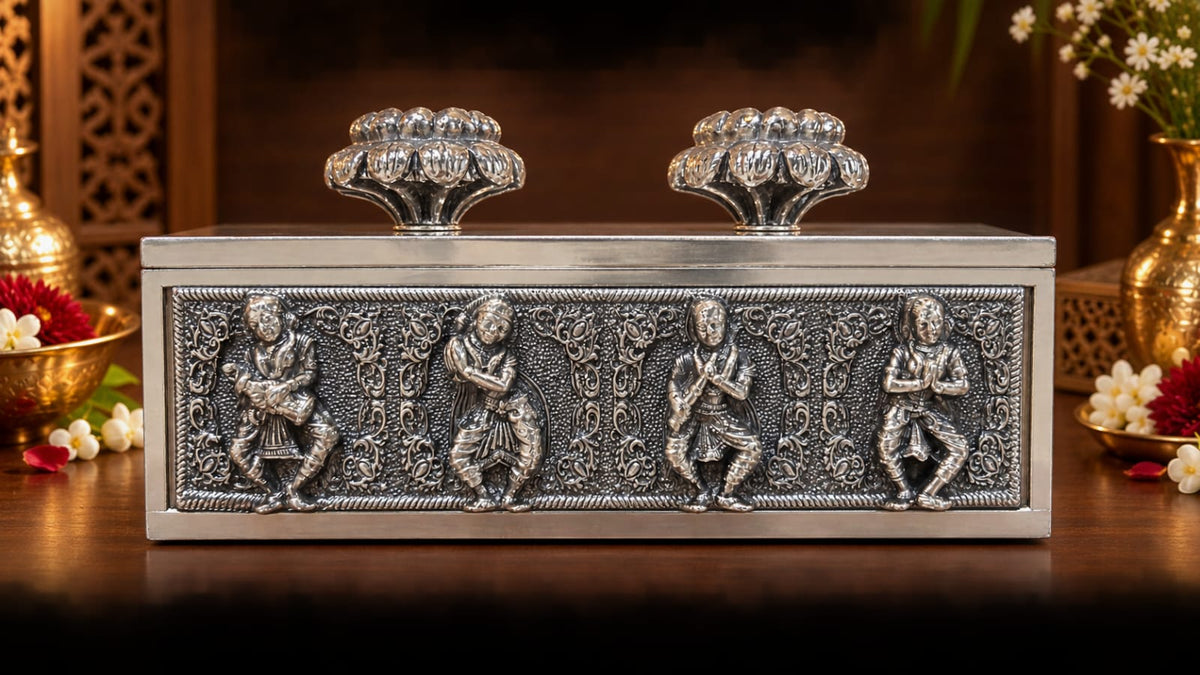 Twin Lotus Silver Dry Fruit Box
