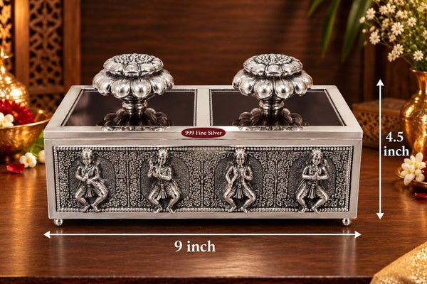 Twin Lotus Silver Dry Fruit Box