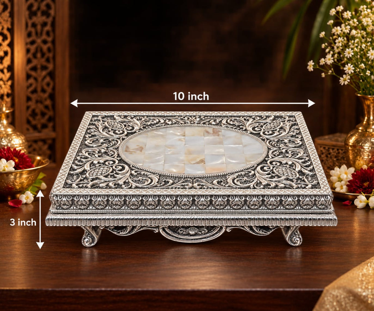 Mother of Pearl Silver Chowki