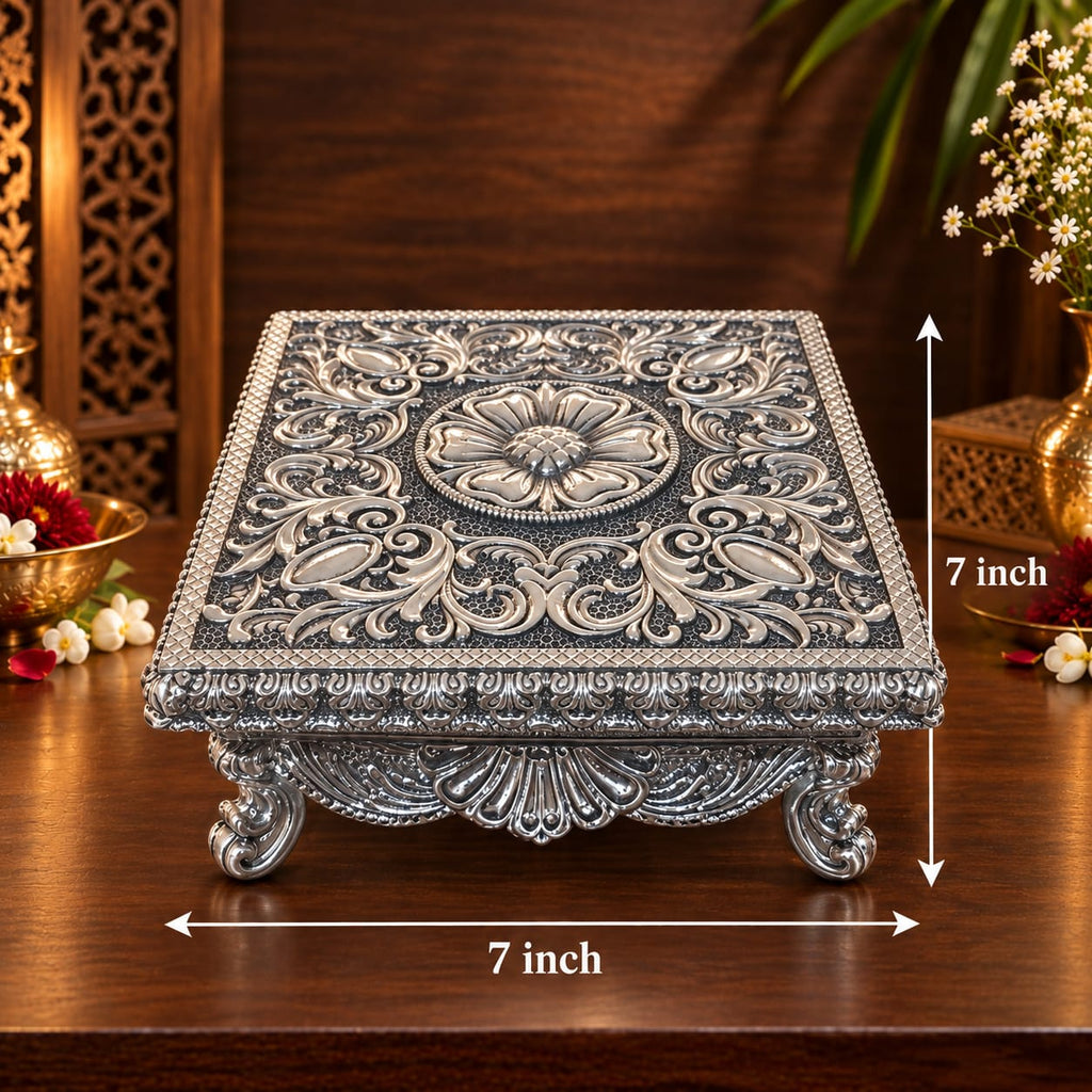 Floral Silver Chowki
