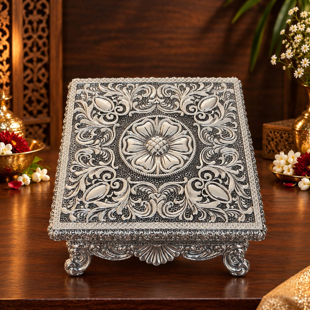 Floral Silver Chowki