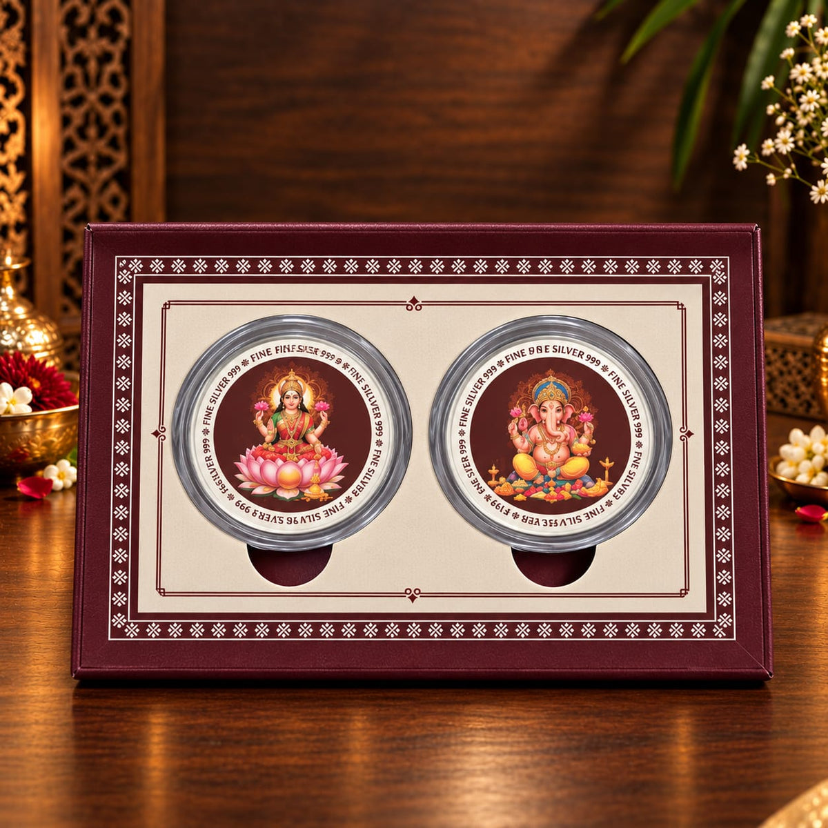 Lakshmi Ganesh Ji Silver Coin, 5gm