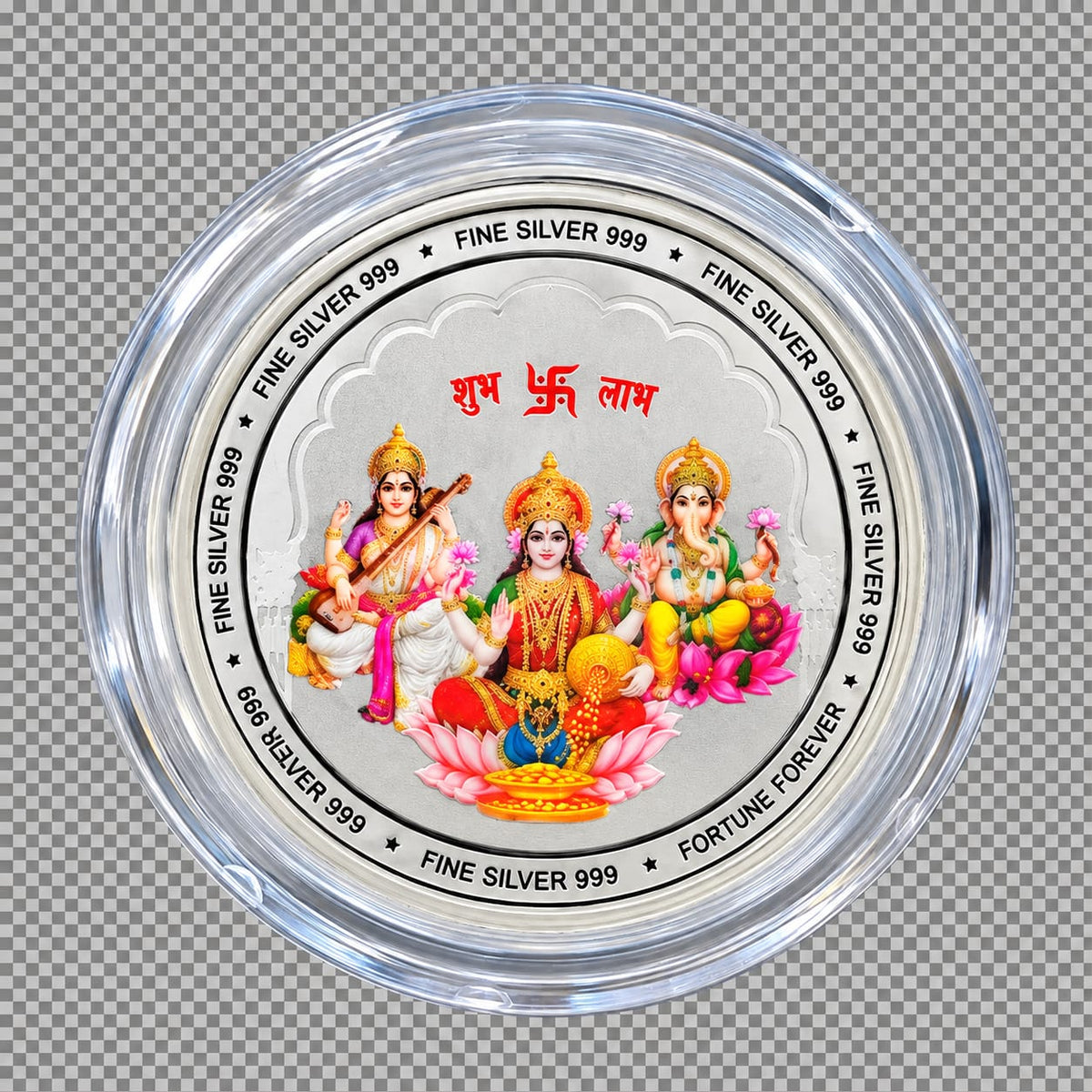 Lakshmi Ganesh Saraswati Ji Silver Coin, 10gm