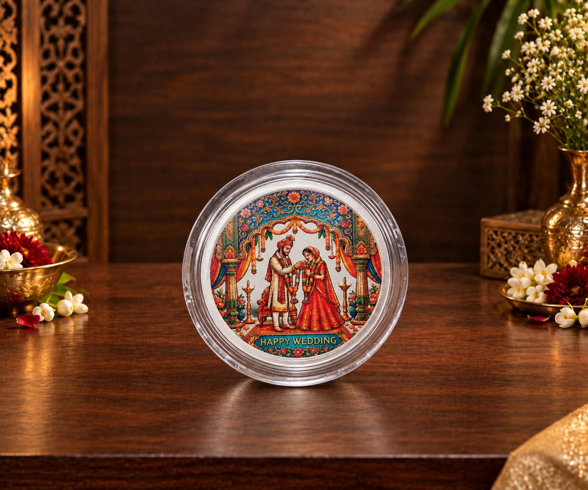 Happy Wedding Silver Coin, 10gm
