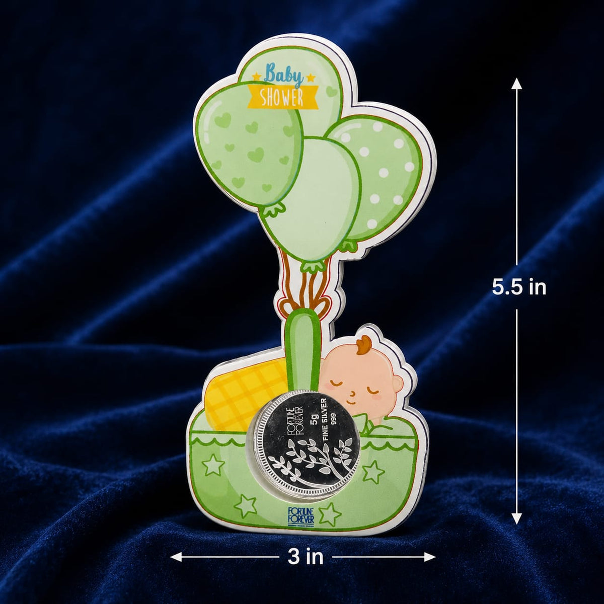 Baby Shower Coin with Green Balloons, 5gm