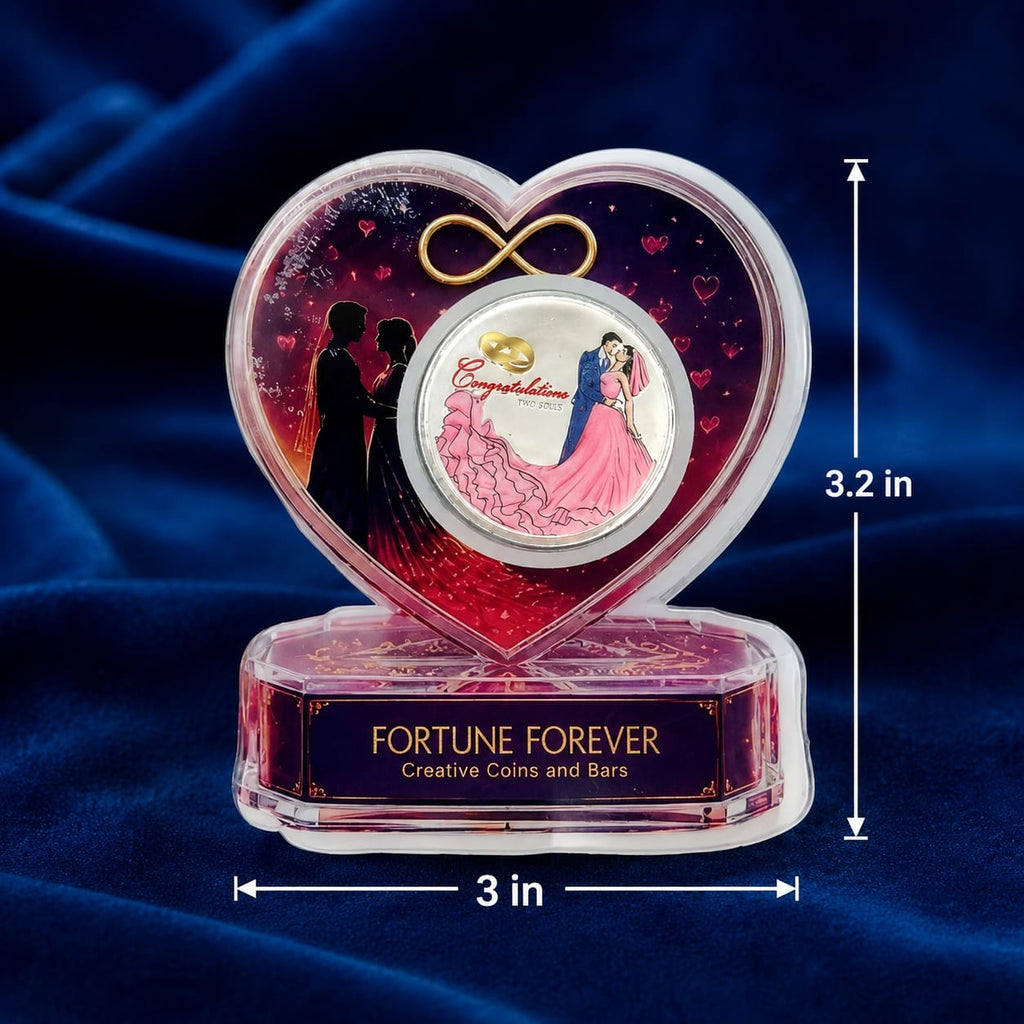 Congratulations Couple Silver Coin, 10gm