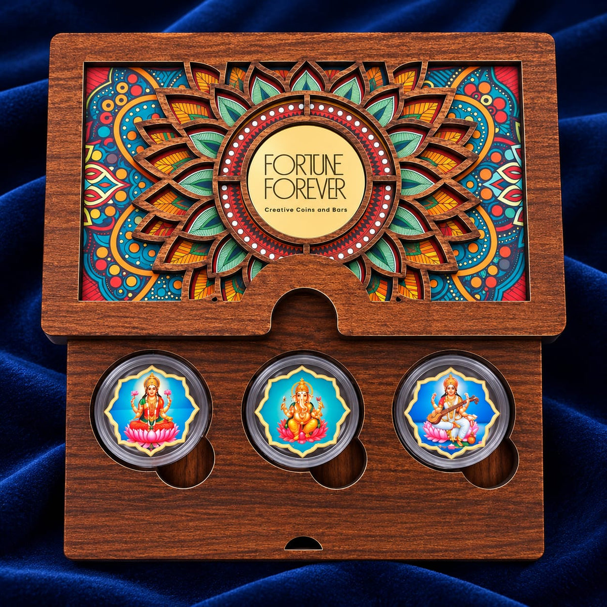 Divine Trimurti- Lakshmi Ganesh Saraswati Blessing Box Main image