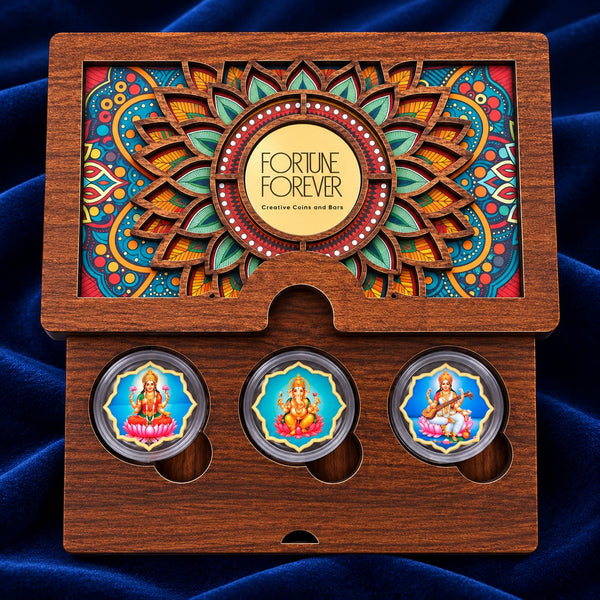 Divine Trimurti- Lakshmi Ganesh Saraswati Blessing Box
